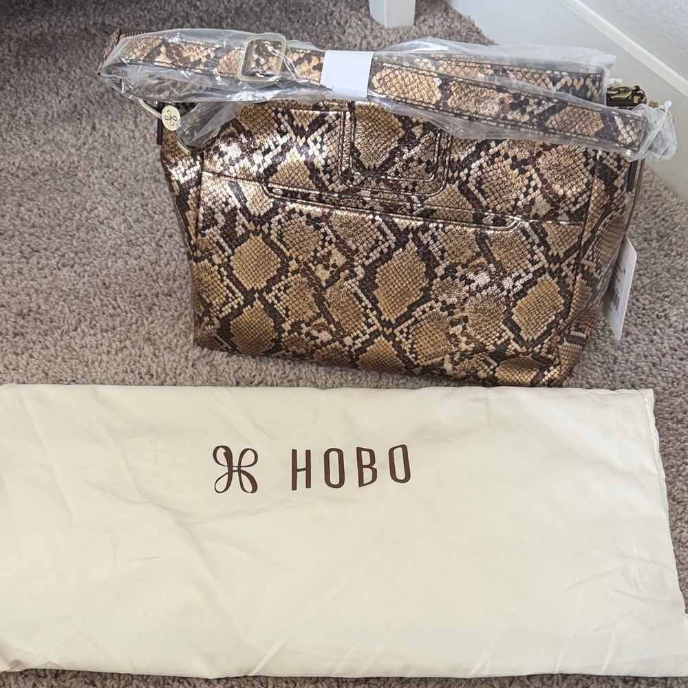 HOBO Sheila Medium Satchel in Golden Snake leather